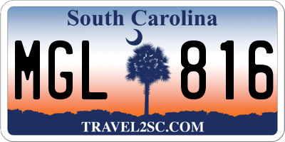 SC license plate MGL816
