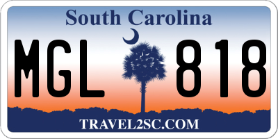SC license plate MGL818
