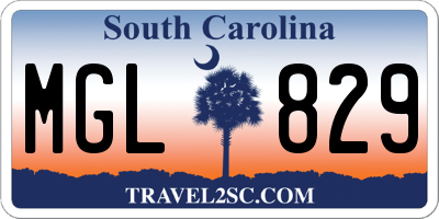 SC license plate MGL829