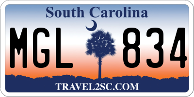 SC license plate MGL834
