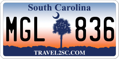 SC license plate MGL836