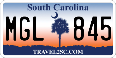 SC license plate MGL845
