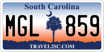 SC license plate MGL859