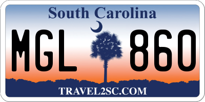 SC license plate MGL860