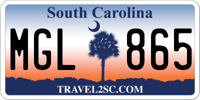 SC license plate MGL865