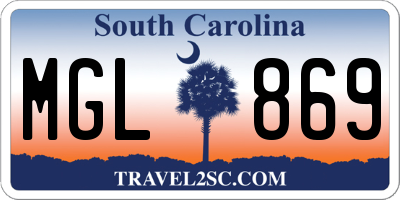 SC license plate MGL869
