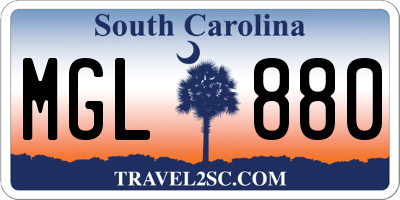 SC license plate MGL880