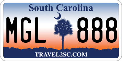 SC license plate MGL888