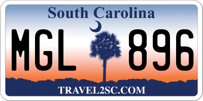 SC license plate MGL896