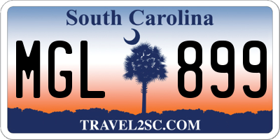 SC license plate MGL899