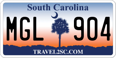 SC license plate MGL904