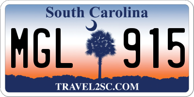 SC license plate MGL915