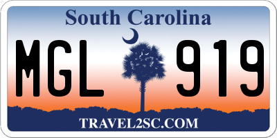SC license plate MGL919