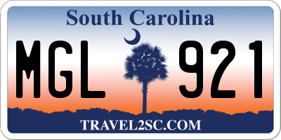 SC license plate MGL921