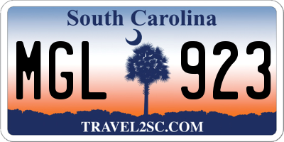 SC license plate MGL923