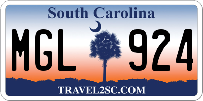 SC license plate MGL924