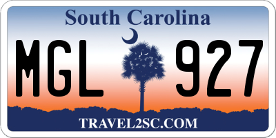 SC license plate MGL927