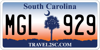 SC license plate MGL929