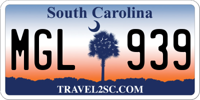 SC license plate MGL939