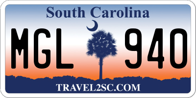 SC license plate MGL940