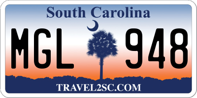 SC license plate MGL948