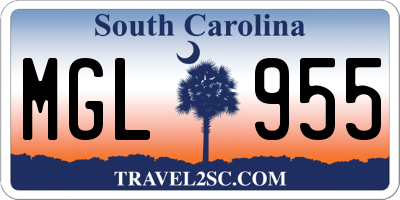 SC license plate MGL955