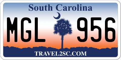 SC license plate MGL956