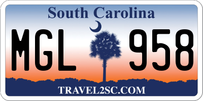 SC license plate MGL958