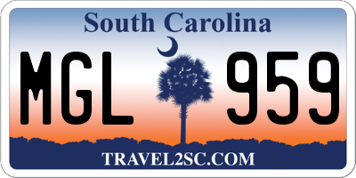 SC license plate MGL959