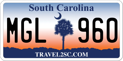 SC license plate MGL960