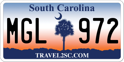 SC license plate MGL972