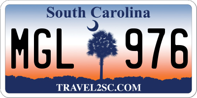 SC license plate MGL976