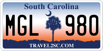 SC license plate MGL980