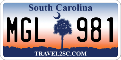 SC license plate MGL981