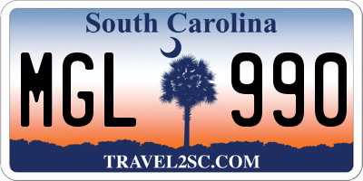 SC license plate MGL990