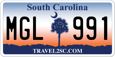 SC license plate MGL991