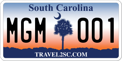 SC license plate MGM001