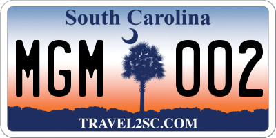SC license plate MGM002