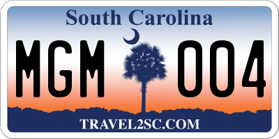 SC license plate MGM004