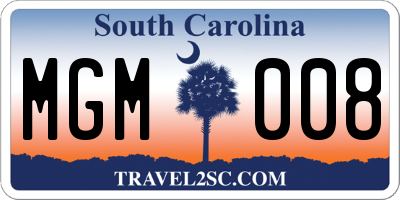 SC license plate MGM008