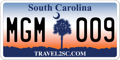 SC license plate MGM009