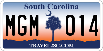 SC license plate MGM014