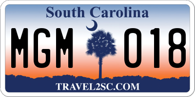 SC license plate MGM018