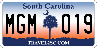 SC license plate MGM019