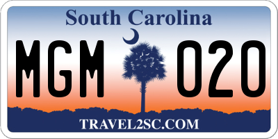 SC license plate MGM020