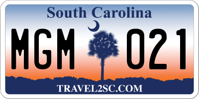 SC license plate MGM021
