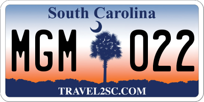 SC license plate MGM022