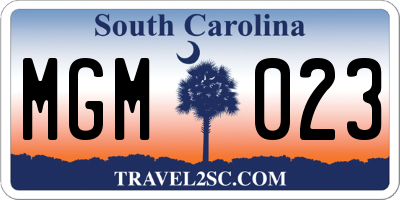 SC license plate MGM023