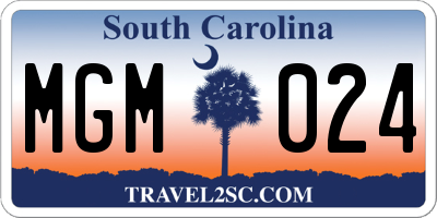 SC license plate MGM024