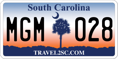SC license plate MGM028